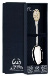 Серебряная чайная ложка с логотипом «А» с золочением