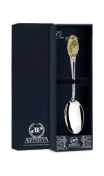 Серебряная чайная ложка «Знак Зодиака Водолей» с золочением