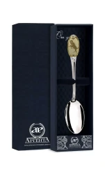 Серебряная чайная ложка «Знак Зодиака Овен» с золочением