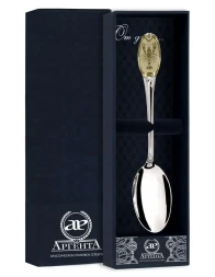 Серебряная чайная ложка «Знак Зодиака Рак» с золочением