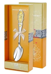 Серебряная детская ложка «Девочка» с золочением