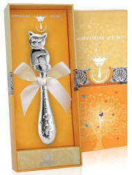 Серебряная погремушка «Котик»