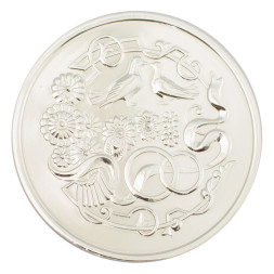 Серебряная монета «Серебрянная свадьба 25 лет» с золочением