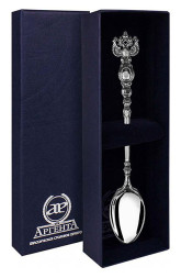 Серебряная кофейная ложка «Герб» с чернением