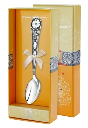 Серебряная детская ложка «Часы» с чернением