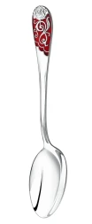 Ложка чайная с красной эмалью «Роза»