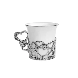 Серебряный кофейный набор «Сердечко» с чернением