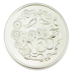 Серебряная монета «Кожаная свадьба 3 года» с золочением