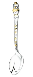 Серебряная детская ложка "Цыпленок" с золочением