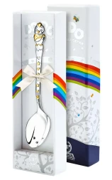 Серебряная детская ложка "Цыпленок" с золочением