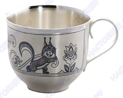 Серебряная детская чашка «Белочка» с чернением