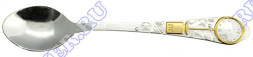 Серебряная детская ложка «Часы» с золочением