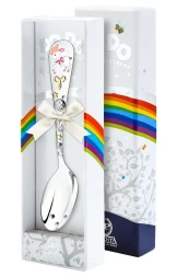 Серебряная детская ложка "Зодиак-Овен" с золочением и эмалью для девочки