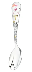 Серебряная детская ложка "Зодиак-Овен" с золочением и эмалью для девочки