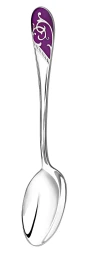 Серебряная чайная ложка «Кружевные узоры» с эмалью Сиреневые цветы