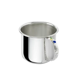 Серебряная детская кружка «Мишка-малыш» с эмалью