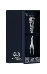 Серебряная вилка для лимона «Охотничья» с чернением