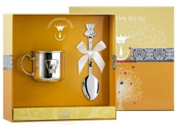 Серебряный детский набор с кружкой «Мишка-малыш»