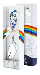 Серебряная детская ложка «Слоник» с голубой эмалью