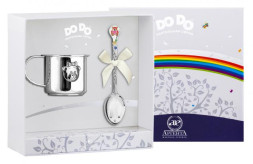 Серебряный детский набор с кружкой «Мишка -малышка»