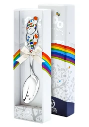 Серебряная детская ложка «Слоник» с оранжевой эмалью