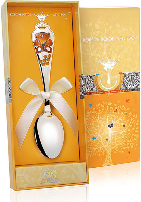 442ЛЖ05008 Серебряная детская ложка «Мишка» с эмалью