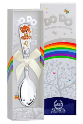 Серебряная детская ложка «Зодиак-Лев» с золочением и эмалью