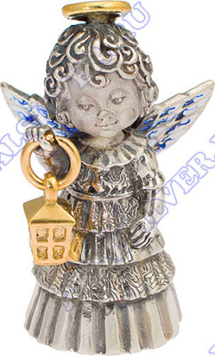 991772 Серебряный колокольчик «Надежда» с золочением