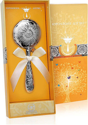 1GI0441M Серебряная погремушка «Подсолнух»